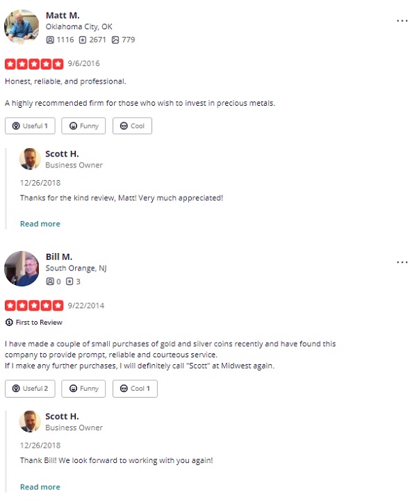 Midwest Bullion Exchange yelp review