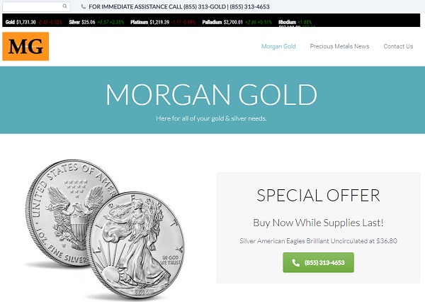 Morgan Gold And Silver website