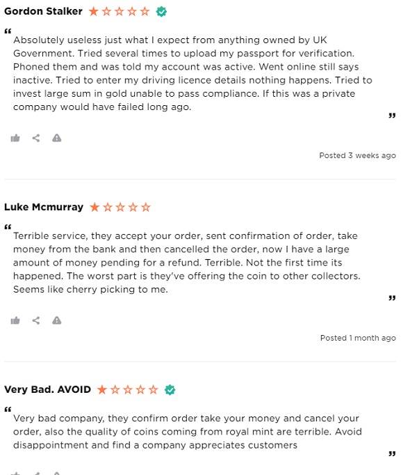 The Royal Mint Bullion reviews.io reviews