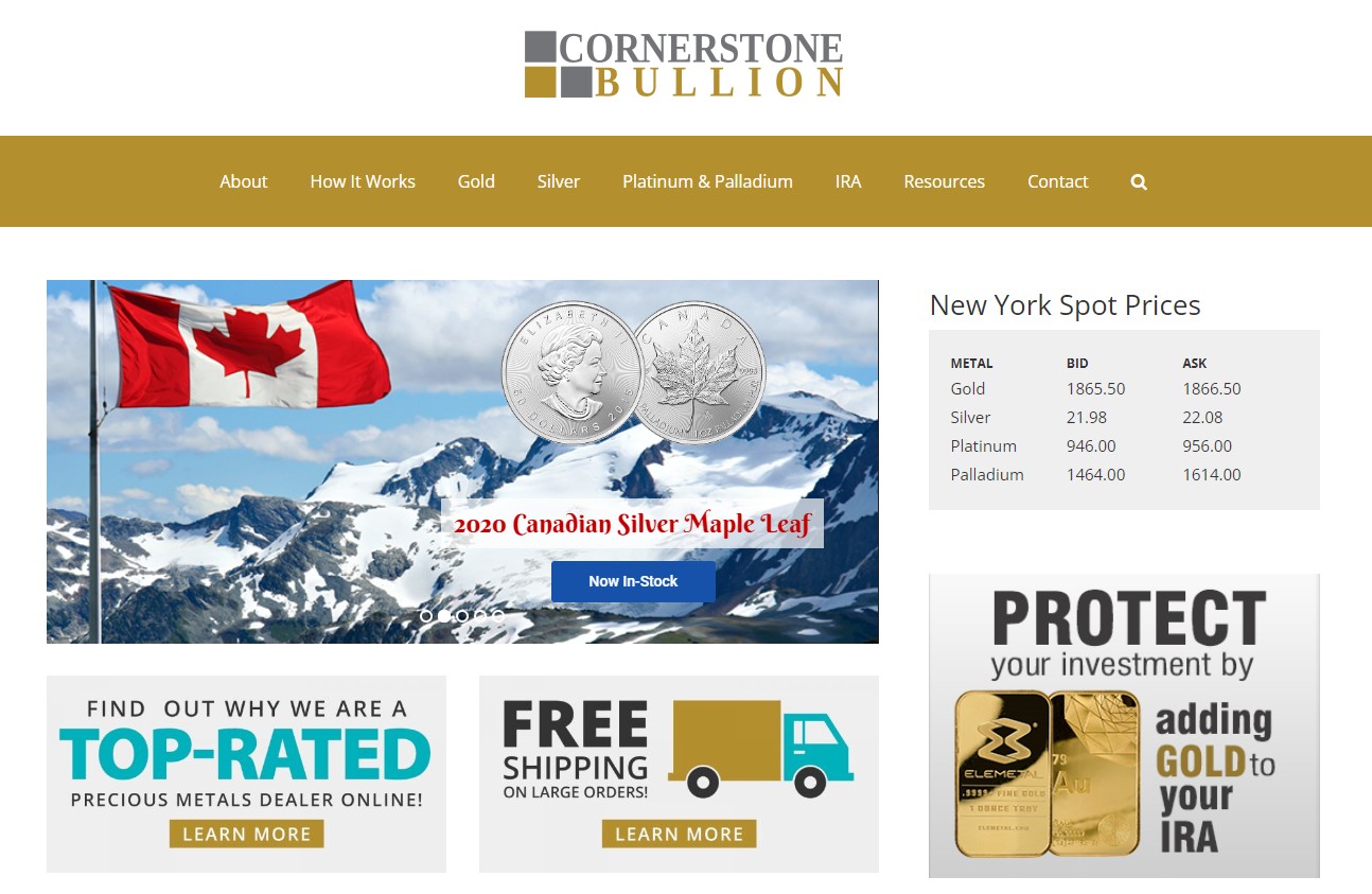 Is Cornerstone Bullion a Scam Homepage