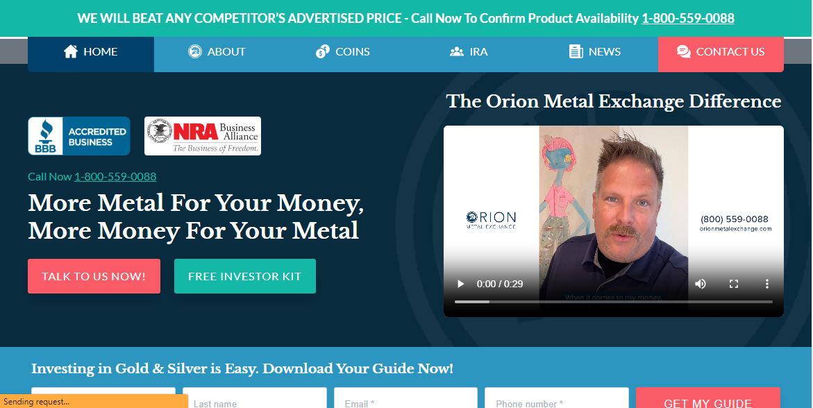 Orion Metal Exchange webpage